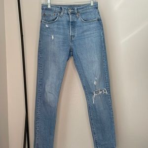 Light wash distressed Levis 501S